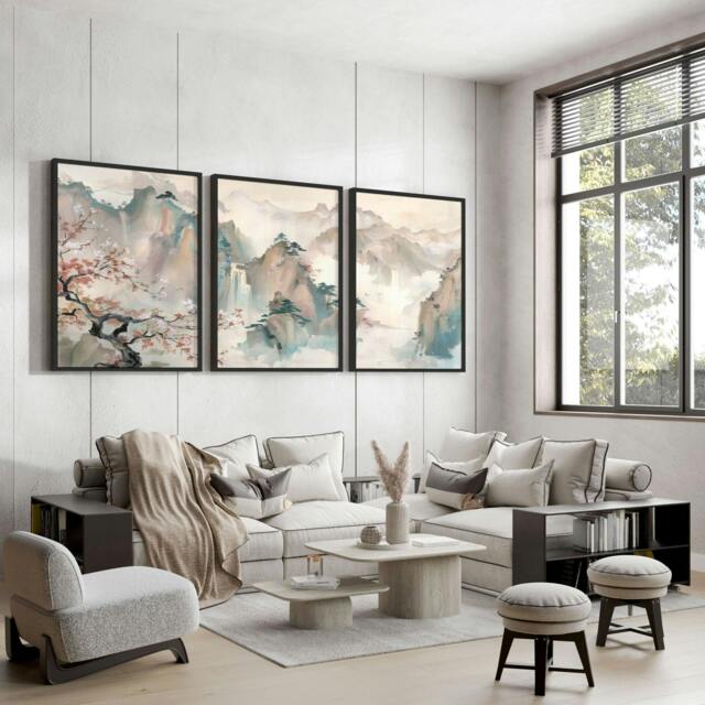 Rackhams Big Picture For Living Room - Set of 3 wall art prints - 20 x 30 in / 50 x 76 cm - Matte Museum Quality Art Paper 290 gsm - Oak Frame - image 1