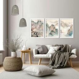 Rackhams Big Picture For Living Room - Set of 3 wall art prints - 20 x 30 in / 50 x 76 cm - Matte Museum Quality Art Paper 290 gsm - Oak Frame - thumbnail 3