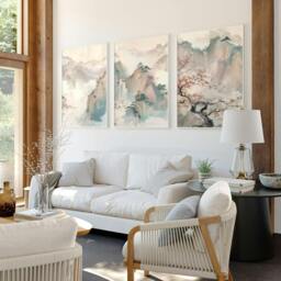 Rackhams Big Picture For Living Room - Set of 3 wall art prints - 20 x 30 in / 50 x 76 cm - Matte Museum Quality Art Paper 290 gsm - Oak Frame - thumbnail 2