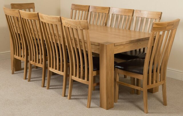 Rackhams Kuba Extra Large Oak Dining Table with Harvard Oak Chairs - Natural Oak - 10 chairs - image 1