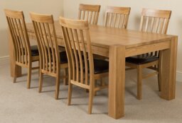 Rackhams Kuba Extra Large Oak Dining Table with Harvard Oak Chairs - Natural Oak - 10 chairs - thumbnail 2