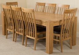 Rackhams Kuba Extra Large Oak Dining Table with Harvard Oak Chairs - Natural Oak - 10 chairs - thumbnail 4