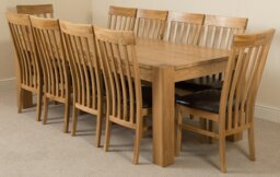 Rackhams Kuba Extra Large Oak Dining Table with Harvard Oak Chairs - Natural Oak - 10 chairs - thumbnail 6