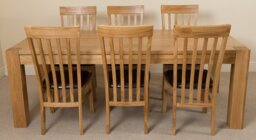 Rackhams Kuba Extra Large Oak Dining Table with Harvard Oak Chairs - Natural Oak - 10 chairs - thumbnail 3