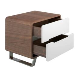 Rackhams Bedside Table White Wood, Walnut and Chrome Plated Steel 7107 - thumbnail 6