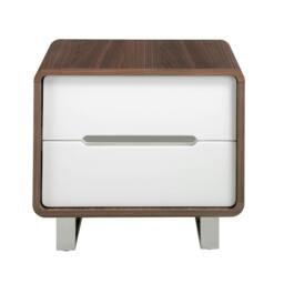 Rackhams Bedside Table White Wood, Walnut and Chrome Plated Steel 7107 - thumbnail 2