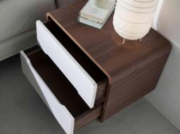Rackhams Bedside Table White Wood, Walnut and Chrome Plated Steel 7107 - thumbnail 5