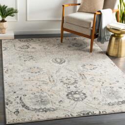 Rackhams Indigo-Vintage Off-White Beige Grey Traditional Floral Boho Rug - 200 x 275 cm - thumbnail 1