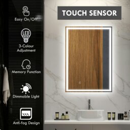 Rackhams Illuminated Bathroom Mirror with LED Lights 3 Colours Defogging Film - thumbnail 4