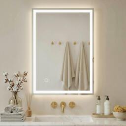 Rackhams Illuminated Bathroom Mirror with LED Lights 3 Colours Defogging Film