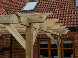 Rackhams Wall Mounted Wooden Pergola Kit - Orchid Design - Rustic Brown - 3m x 3m - thumbnail 3