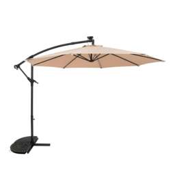 Rackhams LED Cantilever Parasol 3m With Half Fan Base – Beige