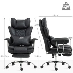 Rackhams Office Chair, High Back Leathaire Desk Chair for Home, Black - Black - Yes - Office Chair - thumbnail 6