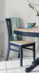 Rackhams Florence Wooden Dining Chair with Acacia Wood Seat - Navy Blue, Blue