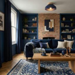 Rackhams Chic Scandinavian Designed Semi Flush Ceiling Light in Midnight Blue - thumbnail 6