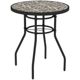 Rackhams Garden Table with Glass Printed Design for Outdoor, Multicolour - thumbnail 6