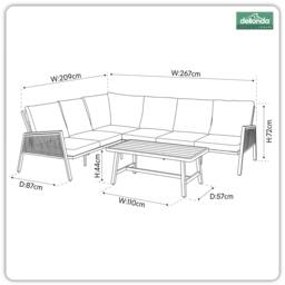 Rackhams Fusion 4 Piece Outdoor Aluminium Corner Sofa Set, Light Grey - DG57 - thumbnail 5