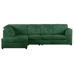 Rackhams Luxor Full Cord Fabric 5 Seater Corner Sofa Full Back - Green - Left Hand Facing