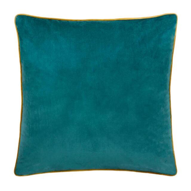 Rackhams Meridian Velvet Cushion Cover - Teal/Ocher - 55cm x 55cm - Teal/Ocher - 100% Polyester - image 1