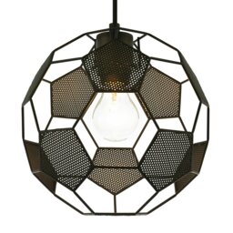Rackhams Modern Matte Black Football Soccer Pendant Lamp Shade with Laser Cut Holes - thumbnail 3