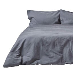 Rackhams French Flax Linen Duvet Cover Set - Dark Grey - King - thumbnail 1