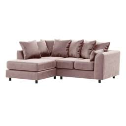 Rackhams Brooklyn Full Foam Plush Velvet Corner Sofa - Pink - Left Hand Facing - thumbnail 1