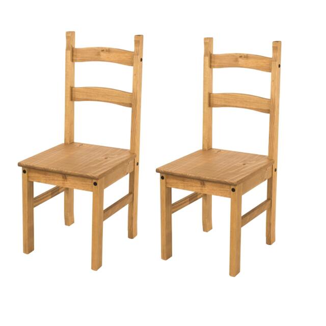 Rackhams Pair of Corona Solid Wood Chairs, Waxed Pine - antique waxed pine - image 1