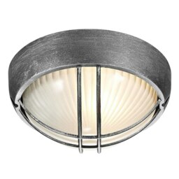Rackhams Black/Silver Die Cast Aluminium Outdoor Circular Bulkhead Porch or Wall Light