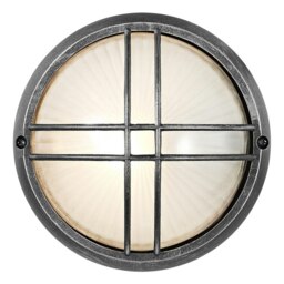 Rackhams Black/Silver Die Cast Aluminium Outdoor Circular Bulkhead Porch or Wall Light - thumbnail 2