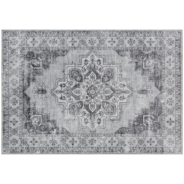 Rackhams Vintage Area Rug, Non-Slip Washable Rug, Flannel Floor Carpet for Living Room, Bedroom, Dining Room, Home Office, 230 x 160 cm, Grey