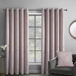 Rackhams Marble Effect Velvet Eyelet Curtain - Blush - (117cm x 137cm - 8 Eyelets) - thumbnail 1