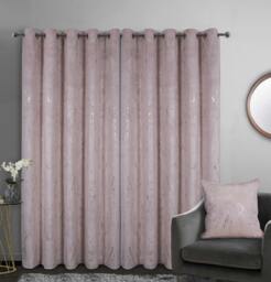 Rackhams Marble Effect Velvet Eyelet Curtain - Blush - (117cm x 137cm - 8 Eyelets) - thumbnail 2