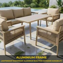 Rackhams Luxury Outdoor Aluminium Sofa Set - Modern Garden Furniture with Coffee Table - thumbnail 6