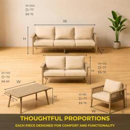 Rackhams Luxury Outdoor Aluminium Sofa Set - Modern Garden Furniture with Coffee Table - thumbnail 2