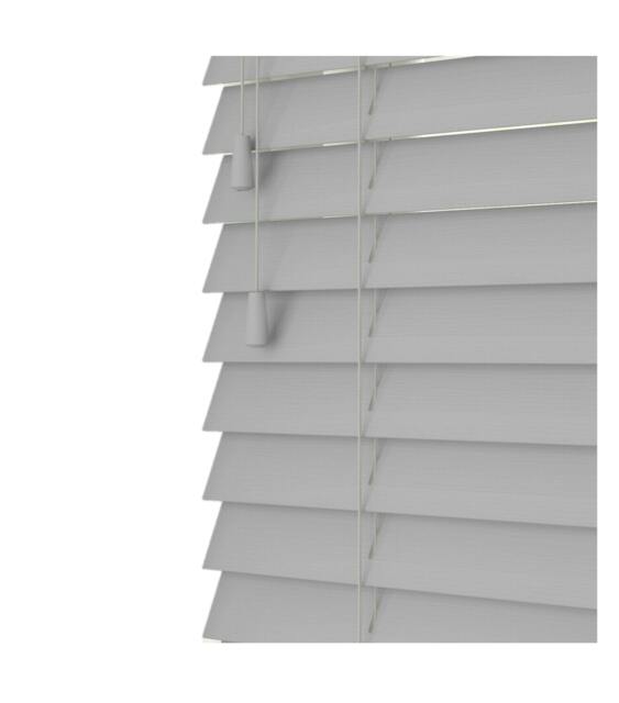 Rackhams Dove Grey Smooth Finish Faux Wood Venetian Blinds with Strings  (130cm drop) - 260cm - image 1