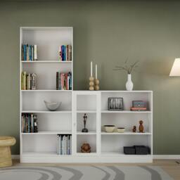 Rackhams Basic Low Narrow Display Cabinet in White (2 Shelves) with Glass White Door - Matt - Oak & White  - W 40.6 X  H 107.2 X  D 26.7cm - thumbnail 5
