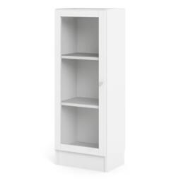 Rackhams Basic Low Narrow Display Cabinet in White (2 Shelves) with Glass White Door - Matt - Oak & White  - W 40.6 X  H 107.2 X  D 26.7cm - thumbnail 3