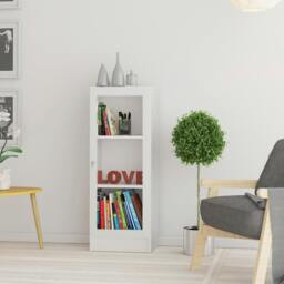 Rackhams Basic Low Narrow Display Cabinet in White (2 Shelves) with Glass White Door - Matt - Oak & White  - W 40.6 X  H 107.2 X  D 26.7cm - thumbnail 4