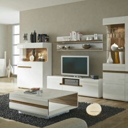 Rackhams Chelsea Living Small Designer Coffee Table in White with a Truffle Oak Trim - White - White - 75 - thumbnail 5