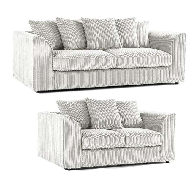 Rackhams Luxor Full Jumbo 3 + 2 Seater Sofa Set - Scatter Back - Silver - image 1