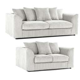 Rackhams Luxor Full Jumbo 3 + 2 Seater Sofa Set - Scatter Back - Silver