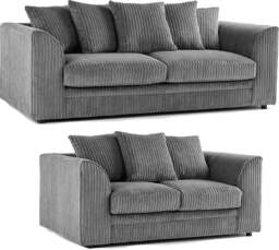 Rackhams Luxor Full Jumbo 3 + 2 Seater Sofa Set - Scatter Back - Silver - thumbnail 2