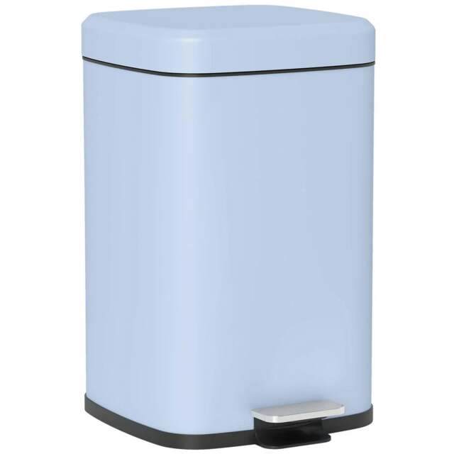 Rackhams 20L Modern Boxy Metal Home Kitchen Bin - Light Blue