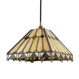 Rackhams Art Deco Style Amber Tiffany Pendant Shade with Gold Triangles and Diamonds - thumbnail 2