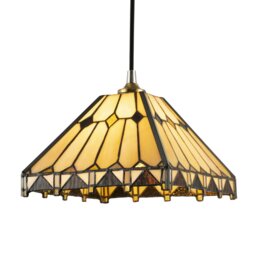 Rackhams Art Deco Style Amber Tiffany Pendant Shade with Gold Triangles and Diamonds