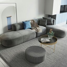 Rackhams Isolde Three Seater Corner, Four Seater Corner Sofa, Grey Velvet - Right Hand Facing - Four  Seater Corner 340cm - thumbnail 4