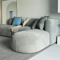 Rackhams Isolde Three Seater Corner, Four Seater Corner Sofa, Grey Velvet - Right Hand Facing - Four  Seater Corner 340cm - thumbnail 3
