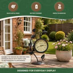 Rackhams Double Sided Leaf Design Garden Clock in Black Metal - thumbnail 5