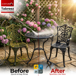 Rackhams TABREEZ Garden and Patio Table and 2 Large Chairs with Armrests Cast Aluminium Bistro Set - Black - thumbnail 6