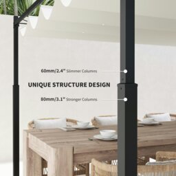 Rackhams 3 x 3(m) Pergola with Retractable Roof, 80mm Metal Column, White - thumbnail 5
